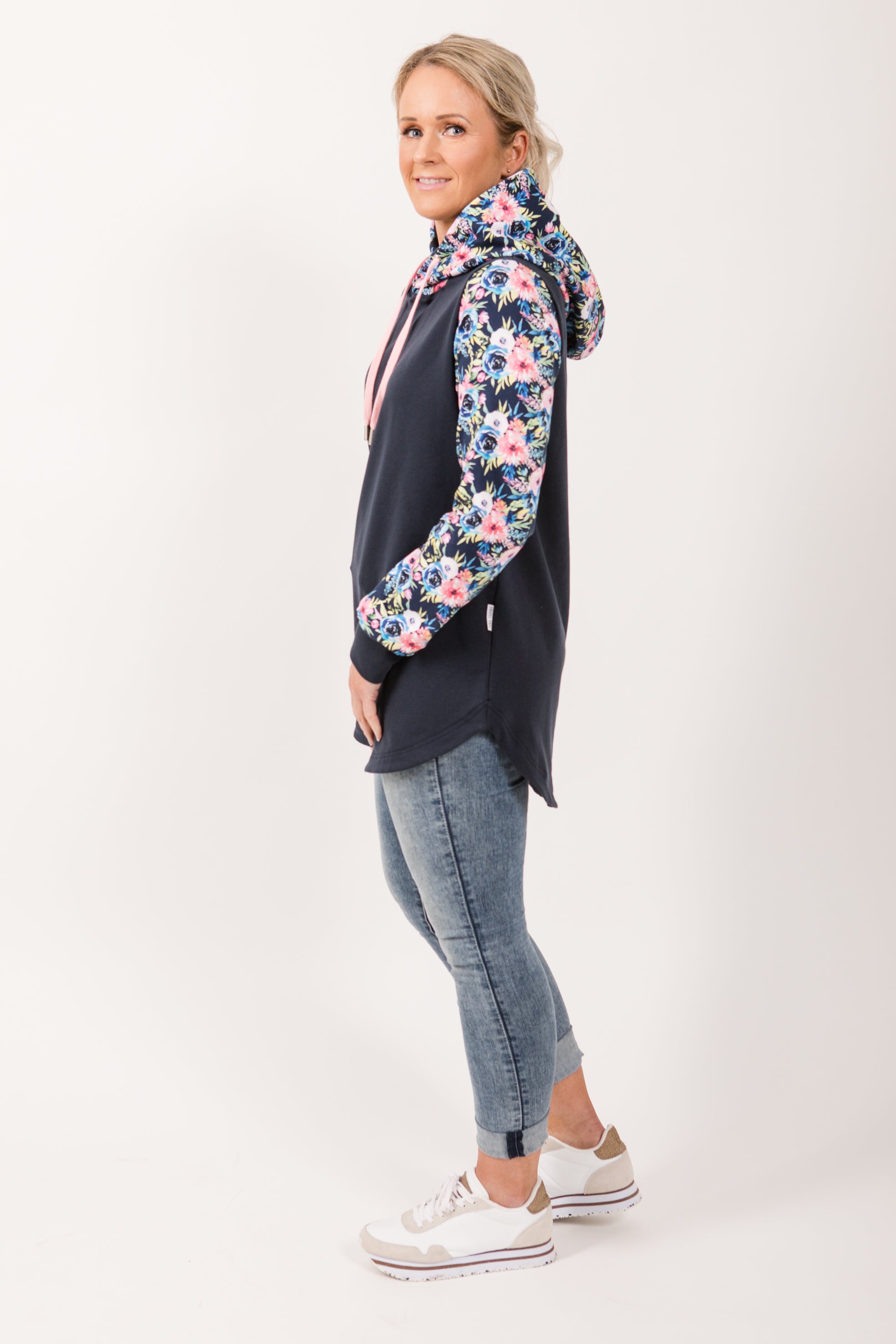 Harper hoodie - Navy and Navy Floral