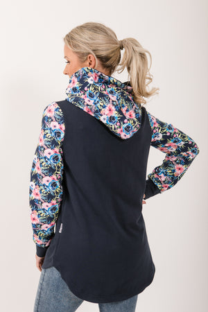 Harper hoodie - Navy and Navy Floral