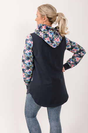 Harper hoodie - Navy and Navy Floral