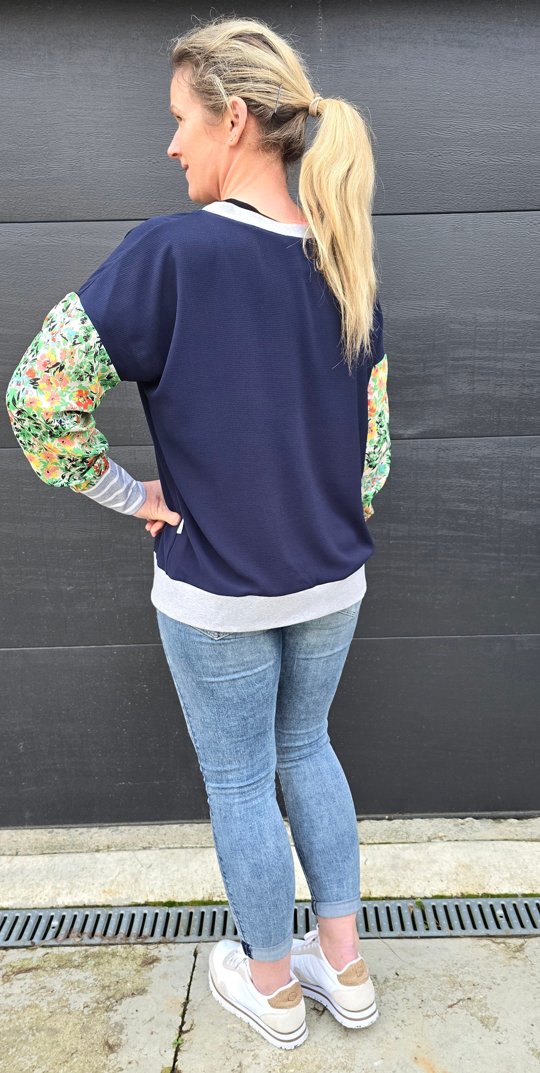 Gracie Top - navy/floral/ stripe