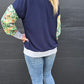 Gracie Top - navy/floral/ stripe
