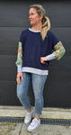 Gracie Top - navy/floral/ stripe