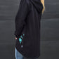 Black and Mint Peony zip cardi