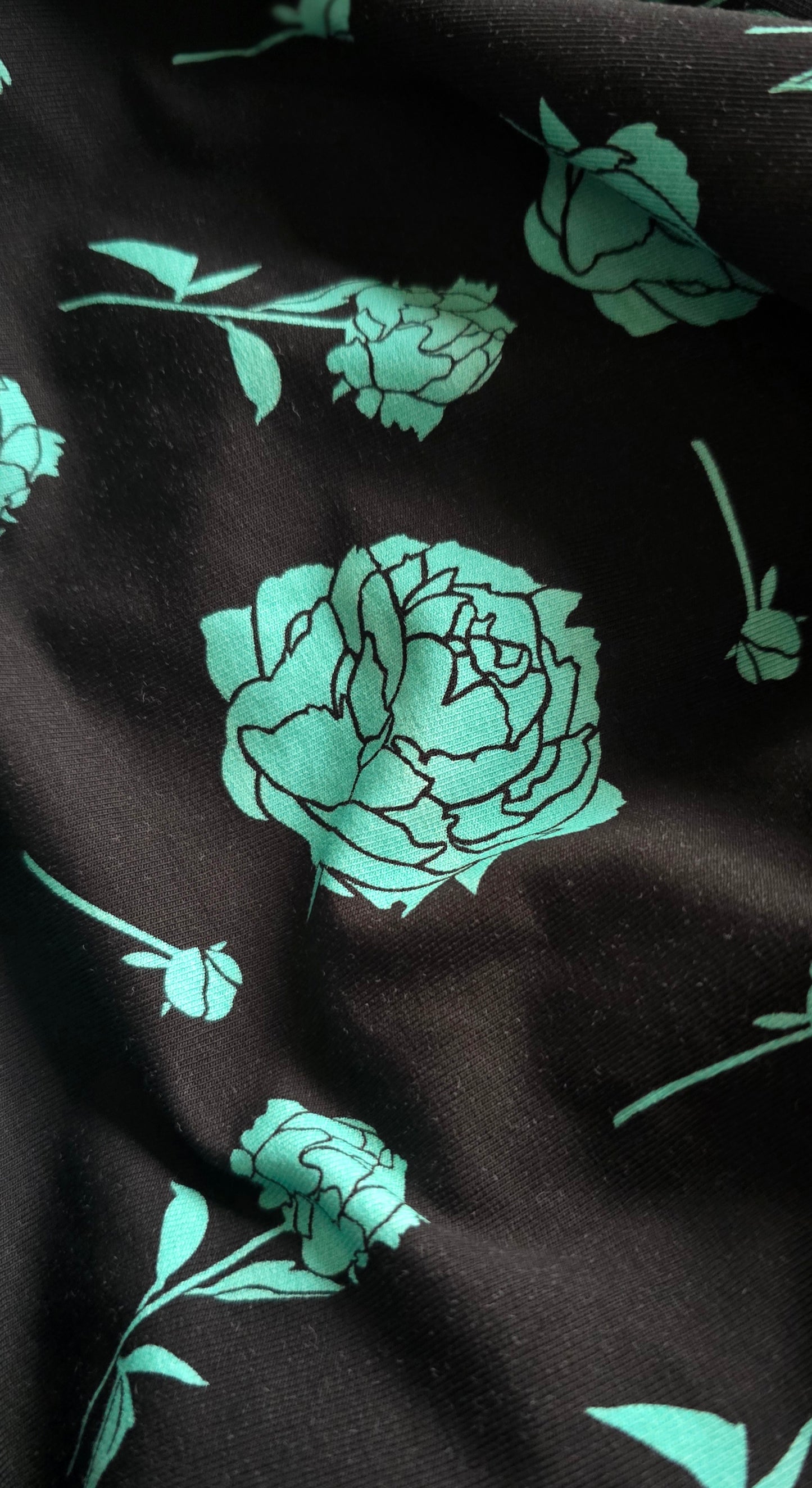 Black and Mint Peony zip cardi