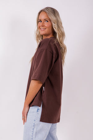 Weekender short sleeve sweat- Chocolate