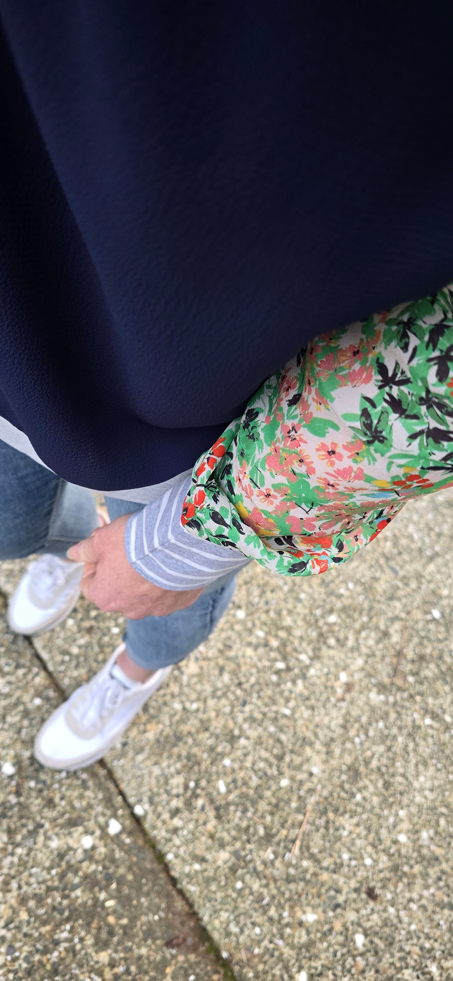 Gracie Top - navy/floral/ stripe