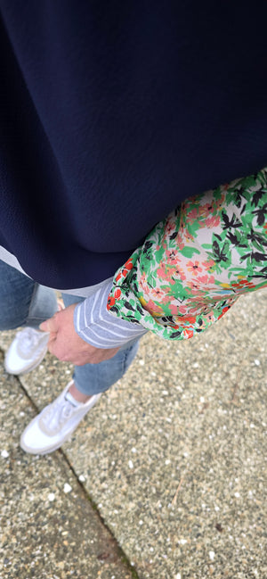 Gracie Top - navy/floral/ stripe