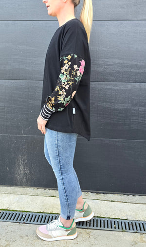 Taylor Top - Black/floral/stripe