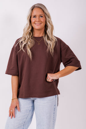 Weekender short sleeve sweat- Chocolate