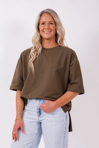 Weekender short sleeve sweat- khaki