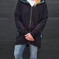 Black and Mint Peony zip cardi