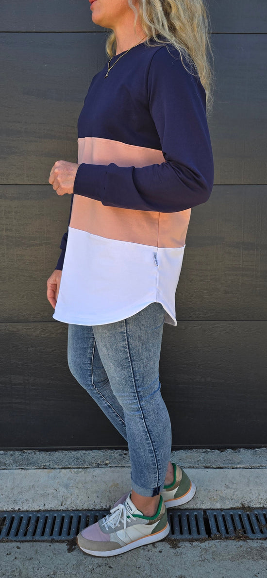 May sweat - navy/blush/white