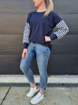 Taylor Top - navy & white gingham